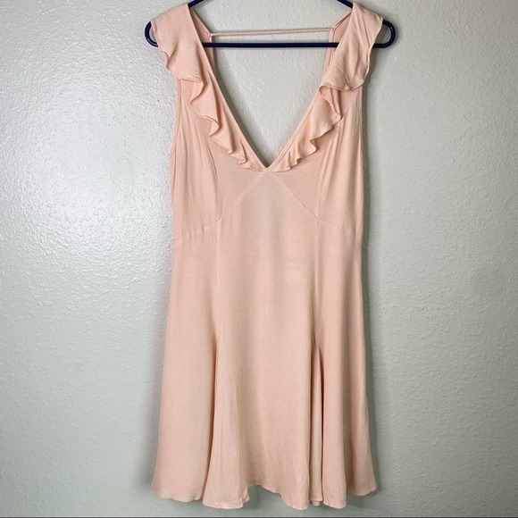 Privacy Please Ruffle V-Neck Mini Dress Pink - Picture 1 of 8